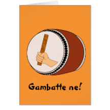 Gambatte Japanese Taiko Drum Good Luck Drumming Cards