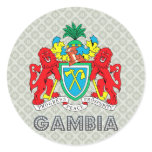 Gambia Coat of Arms Round Stickers
