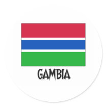 Gambia Flag Round Stickers