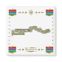 Gambia Map + Flags Magnet