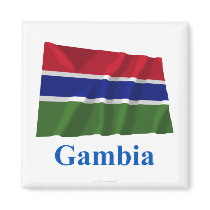 Gambia Waving Flag with Name Magnets