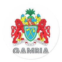 Gambian Emblem Round Stickers
