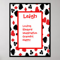 Gambling Card Suits Any Name Art Print Poster