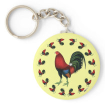 Game Cock Rooster Circle Key Chains