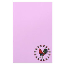 Game Cock Rooster Circle Personalized Stationery