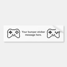 Game Controller Black White 8bit Video Game Style Bumper Sticker