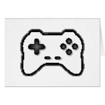 Game Controller Black White 8bit Video Game Style Greeting Card