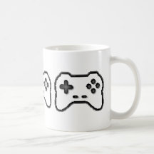 Game Controller Black White 8bit Video Game Style Coffee Mug