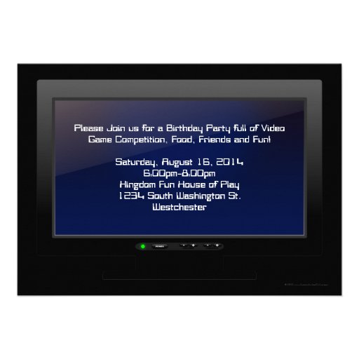 Game Night, Plasma Video Gaming Party Invitation