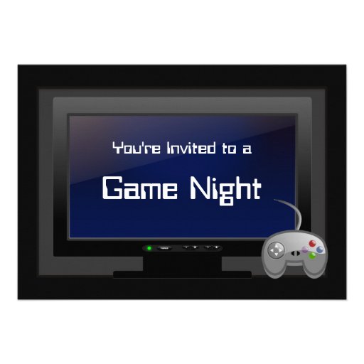 Game Night, Plasma Video Gaming Party Invitation