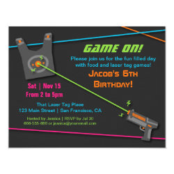 Game On Fun Laser Tag Birthday Party 4.25x5.5 Paper Invitation Card