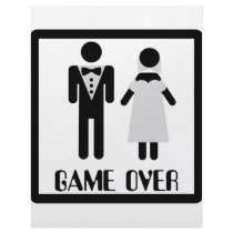 game over bridal couple icon letterhead design