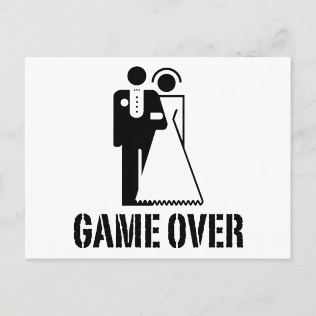 Game Over Bride Groom Wedding Postcard Zazzle