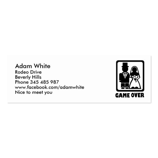 Game over business card template (front side)