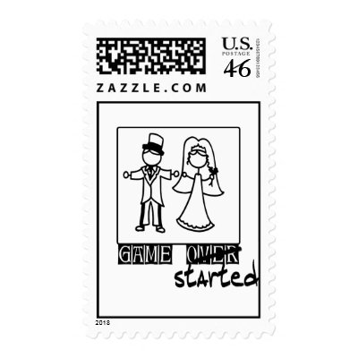 game over game started wedding t-shirt postage stamps