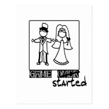 game over game started wedding t-shirt postcards