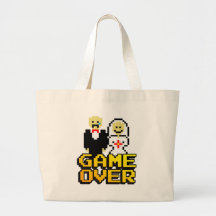 Game over marriage (8-bit) canvas bag