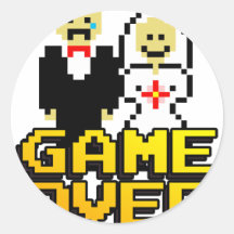 Game over marriage (8-bit) round stickers