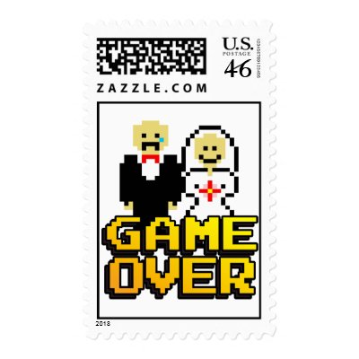 &quot;Game Over&quot; Marriage (8-bit stamp)
