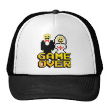 Game over marriage (8-bit) trucker hats