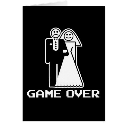 game over marriage funny wedding tshirt cards