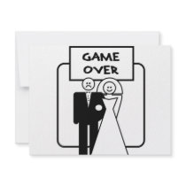 "Game Over" marriage invitations