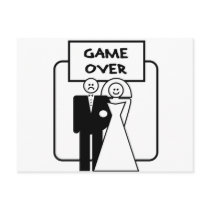 "Game Over" marriage Postcard