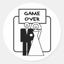 "Game Over" marriage Round Sticker