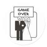 Game Over Marriage Round Stickers