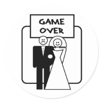 "Game Over" marriage stickers