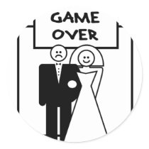 "Game Over" marriage stickers