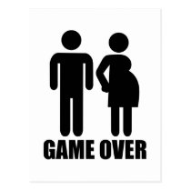 Game over Pregnancy postcards