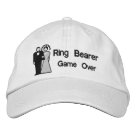 basic_unstructured_adjustable_cap - Fun stylized Bride and Groom in black and white are embroidered on quality hats. Funny text says "Game Over". But we know that its just the first level with the best to come. Wonderful gift idea for your bachelor or bachelorette parties.: Sizes  Available colors: white