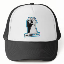 Game Over Wedding Bride & Groom TShirt (blue) hats