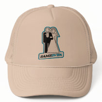 Game Over Wedding Bride & Groom TShirt (blue) hats