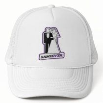 Game Over Wedding Bride & Groom TShirt (purple) hats