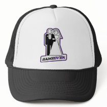 Game Over Wedding Bride & Groom TShirt (purple) hats