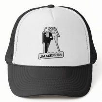 Game Over Wedding Bride & Groom TShirt (silver) hats