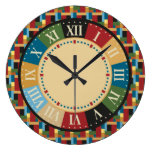 Game Room Colorful Geometric Modern Round Clock