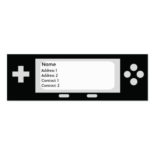 Game - Skinny Business Card Template (front side)