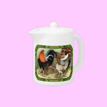 Gamefowl On the Farm teapots