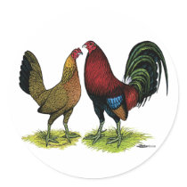 Gamefowl Pair Round Stickers