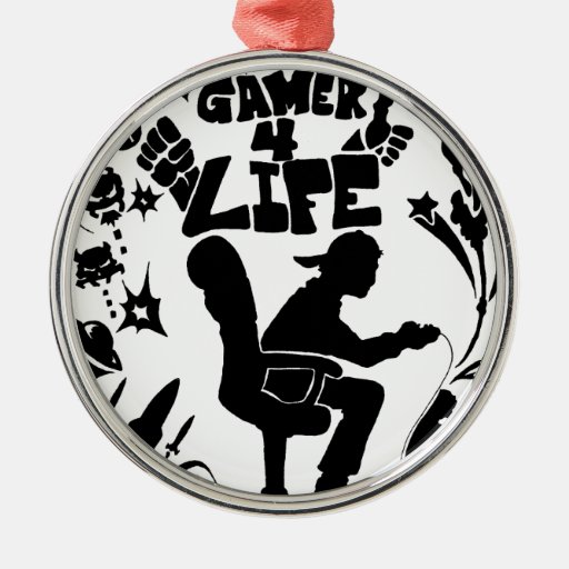 gamer 4 life round metal christmas ornament zazzle gamer 4 life round metal christmas ornament zazzle