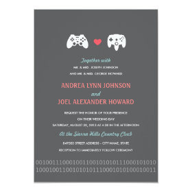 Gamer Controller Love Wedding Invites - Red & Gray 5