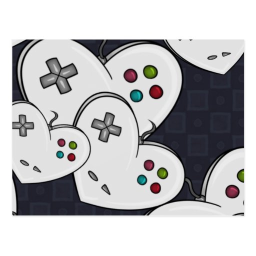 Gamer Love Controller Heart Postcard Zazzle