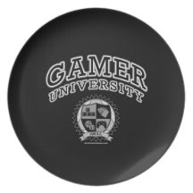 Gamer University (Black & White) Dinner Plates