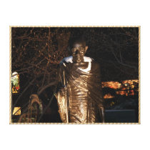 Gandhi Statue Union Square Winter  Wrapped Canvas Stretched Canvas Print