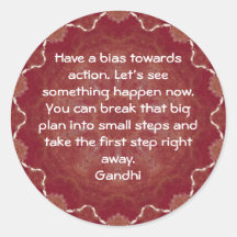 Gandhi Wisdom Quotation Saying about Action Round Sticker