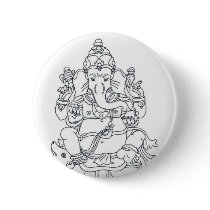 Ganesh button badge by BabyBuddha Ganesh button badge