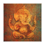 Ganesh On A Distress Stone Background Canvas Print